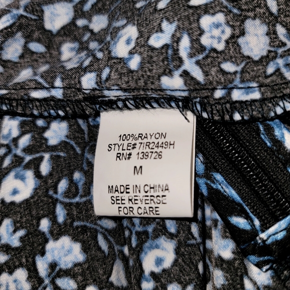 Women's jumpsuit blue floral strapless elastic zip wide legs - Picture 6 of 7